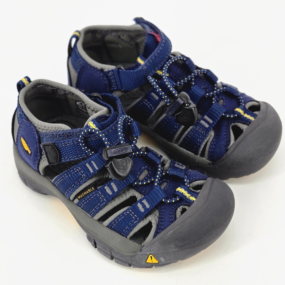 KEEN Newport H2 Kids 10 Blue Yellow Wide Toe Box Waterproof Camp Hiking Sandals